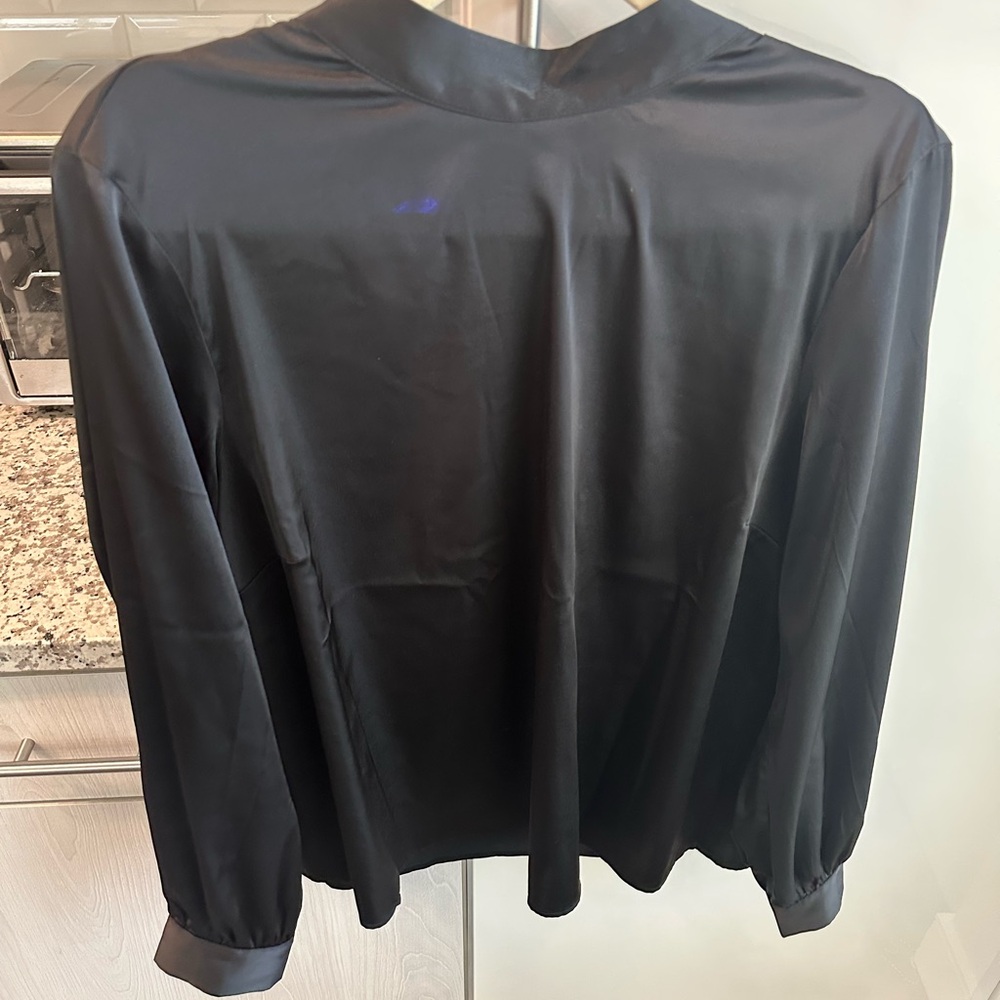 Express Black Satin Top with Bow detail